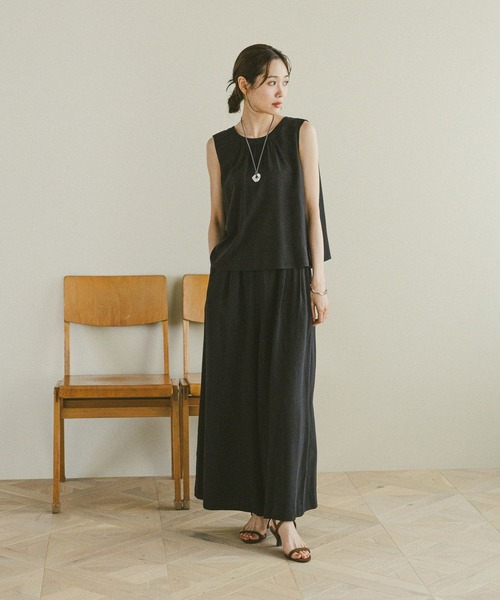 GLOBAL WORK（グローバルワーク）の「さらさらリラックスSET UP/575232（シャツ/ブラウス・レディース・ブラウン/ブラック系その他/ブラック・LARGE/MEDIUM）」の2枚目の写真