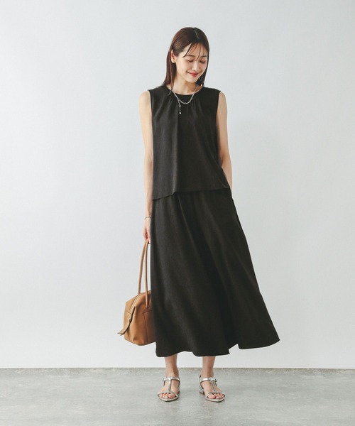 GLOBAL WORK（グローバルワーク）の「さらさらリラックスSET UP/575232（シャツ/ブラウス・レディース・ブラウン/ブラック系その他/ブラック・LARGE/MEDIUM）」の4枚目の写真