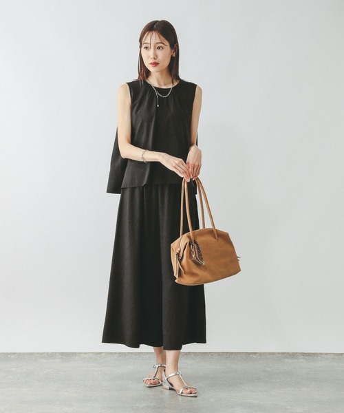 GLOBAL WORK（グローバルワーク）の「さらさらリラックスSET UP/575232（シャツ/ブラウス・レディース・ブラウン/ブラック系その他/ブラック・LARGE/MEDIUM）」の5枚目の写真