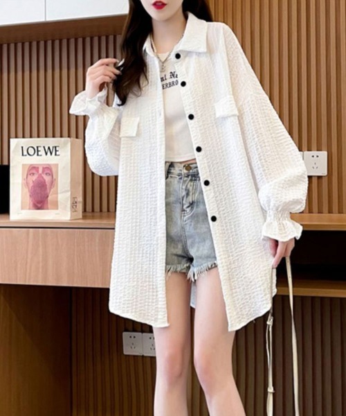 SallyLunn(サリーラン)の「キャンディースリーブボタンシャツ(シャツ/ブラウス・レディース・ブラック/ホワイト・MEDIUM/LARGE)」の8枚目の写真