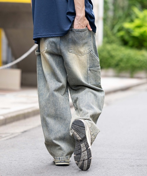 WEGO（ウィゴー）の「WEGO/イージーバレルレッグペインターパンツ（デニムパンツ・メンズ・スカイブルー/ブラック系3・SMALL/LARGE/MEDIUM）」の9枚目の写真