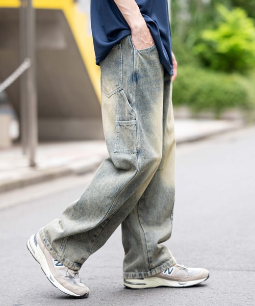 WEGO（ウィゴー）の「WEGO/イージーバレルレッグペインターパンツ（デニムパンツ・メンズ・スカイブルー/ブラック系3・SMALL/LARGE/MEDIUM）」の11枚目の写真