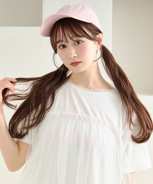 apres jour by あかちゃす（アプレジュールバイアカチャス）の「【あかちゃすコラボアイテム】チュールTシャツワンピース（ワンピース・レディース・ブラック/オフホワイト/アイボリー・X-LARGE/フリー）」の4枚目の写真