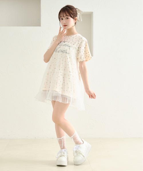 apres jour by あかちゃす（アプレジュールバイアカチャス）の「【あかちゃすコラボアイテム】チュールTシャツワンピース（ワンピース・レディース・ブラック/オフホワイト/アイボリー・X-LARGE/フリー）」の18枚目の写真