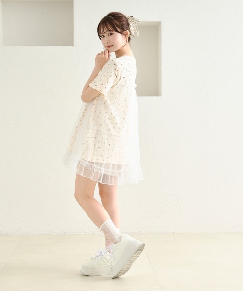 apres jour by あかちゃす（アプレジュールバイアカチャス）の「【あかちゃすコラボアイテム】チュールTシャツワンピース（ワンピース・レディース・ブラック/オフホワイト/アイボリー・X-LARGE/フリー）」の19枚目の写真