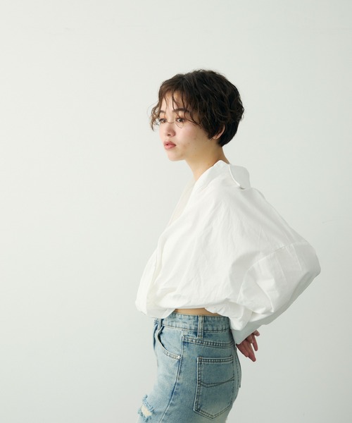 Clum(クルム)の「レイヤードデザインシャツ(シャツ/ブラウス・レディース・ホワイト/ブラック・FREE)」の11枚目の写真