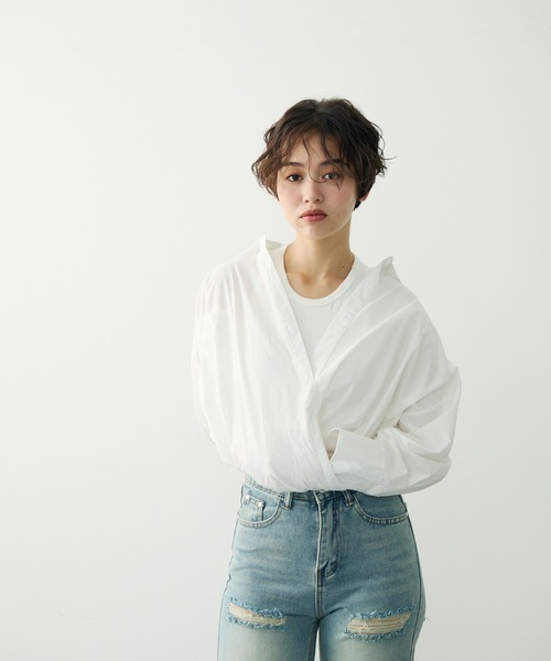 Clum(クルム)の「レイヤードデザインシャツ(シャツ/ブラウス・レディース・ホワイト/ブラック・FREE)」の20枚目の写真