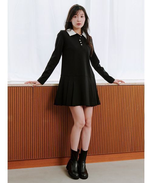 衿つきプリーツカットミニワンピース（ワンピース）｜SNIDEL