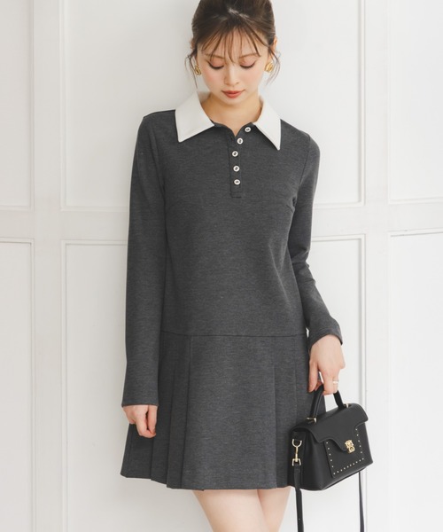 衿つきプリーツカットミニワンピース（ワンピース）｜SNIDEL