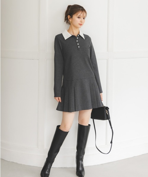 セール】衿つきプリーツカットミニワンピース（ワンピース）｜SNIDEL
