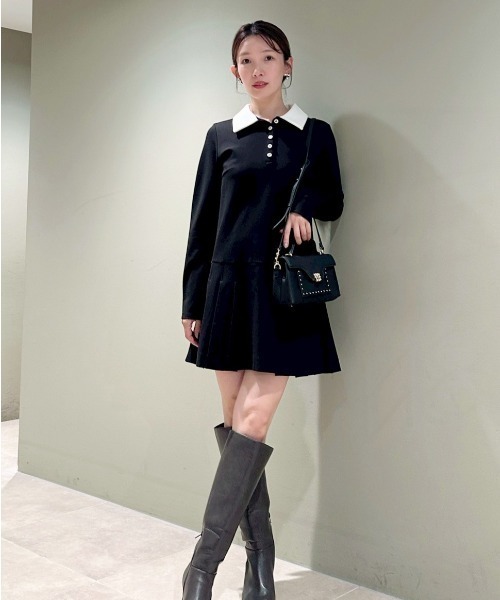 ☆限定価格☆ SNIDEL 衿つきプリーツカットミニワンピース GRY 0 新作 衿つきプリーツカットミニワンピース（ワンピース）｜SNIDEL