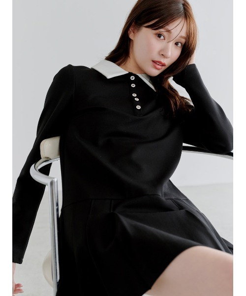 衿つきプリーツカットミニワンピース（ワンピース）｜SNIDEL