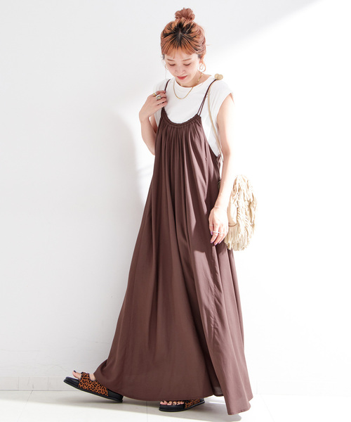 ❤️25新作 新品♡ SelfPortrait ブラウンキャミワンピース♡　D19 セール】 前後2WAYフィブリルキャミワンピース《2025summer catalog