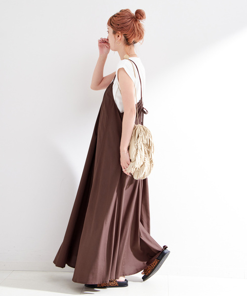 B.C STOCK(ベーセーストック)の「手洗い可 / レーヨンポプリンキャミワンピース(ワンピース・レディース・ブラック/ブラウン・FREE)」の11枚目の写真