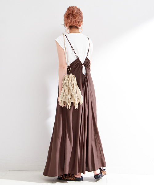 B.C STOCK(ベーセーストック)の「手洗い可 / レーヨンポプリンキャミワンピース(ワンピース・レディース・ブラック/ブラウン・FREE)」の12枚目の写真