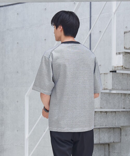 coen（コーエン）の「クリーンプラスボーダーTシャツ【抗菌防臭・防汚（食品汚れ）・UVカット】（Tシャツ/カットソー・メンズ・ネイビー/ブラック・S/M/L/XL）」の4枚目の写真