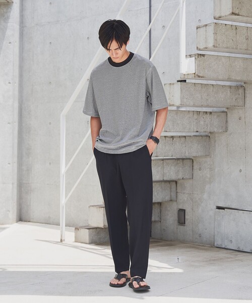 coen（コーエン）の「クリーンプラスボーダーTシャツ【抗菌防臭・防汚（食品汚れ）・UVカット】（Tシャツ/カットソー・メンズ・ネイビー/ブラック・S/M/L/XL）」の5枚目の写真