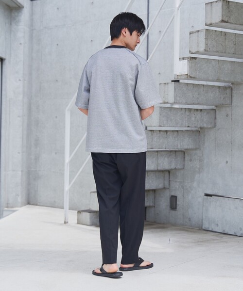 coen（コーエン）の「クリーンプラスボーダーTシャツ【抗菌防臭・防汚（食品汚れ）・UVカット】（Tシャツ/カットソー・メンズ・ネイビー/ブラック・S/M/L/XL）」の6枚目の写真