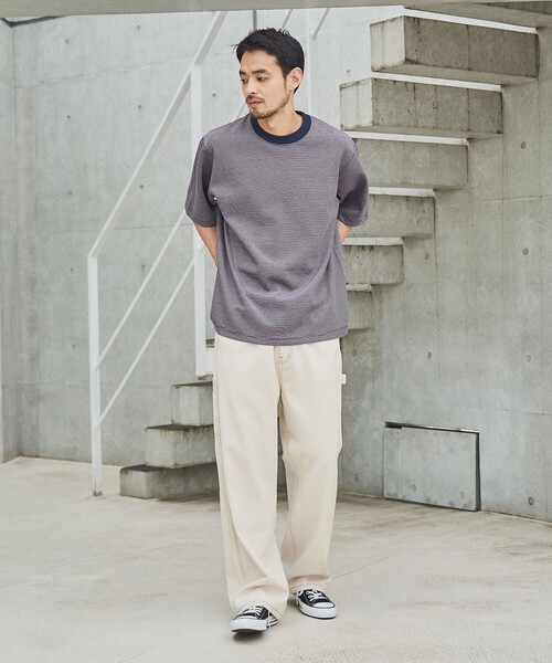 coen（コーエン）の「クリーンプラスボーダーTシャツ【抗菌防臭・防汚（食品汚れ）・UVカット】（Tシャツ/カットソー・メンズ・ネイビー/ブラック・S/M/L/XL）」の10枚目の写真