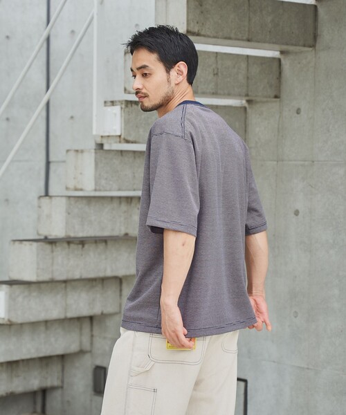 coen（コーエン）の「クリーンプラスボーダーTシャツ【抗菌防臭・防汚（食品汚れ）・UVカット】（Tシャツ/カットソー・メンズ・ネイビー/ブラック・S/M/L/XL）」の11枚目の写真