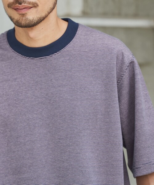 coen（コーエン）の「クリーンプラスボーダーTシャツ【抗菌防臭・防汚（食品汚れ）・UVカット】（Tシャツ/カットソー・メンズ・ネイビー/ブラック・S/M/L/XL）」の15枚目の写真