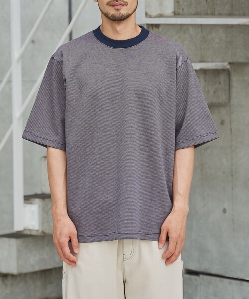 coen（コーエン）の「クリーンプラスボーダーTシャツ【抗菌防臭・防汚（食品汚れ）・UVカット】（Tシャツ/カットソー・メンズ・ネイビー/ブラック・S/M/L/XL）」の16枚目の写真