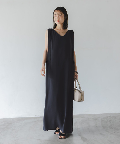 【美品】Noble ウォッシャブルジョーゼット2wayワンピース セール】【洗える】ウォッシャブルジョーゼット2wayワンピース