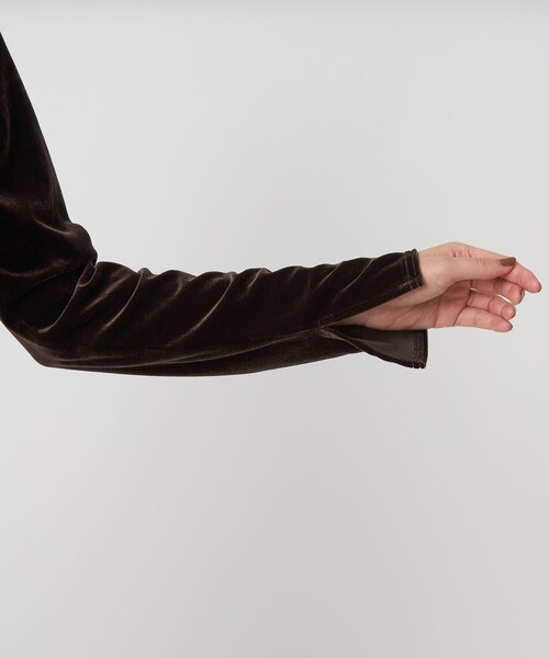 【みにおん】グリーンレーベルリラクシング　ベロアワンピース ダークブラウン ベロア ワンピース（ワンピース）｜green label relaxing