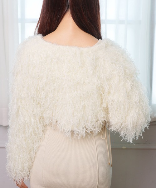 LIPSERVICE(リップサービス)の「ボリュームフリンジカーディガン(カーディガン/ボレロ・レディース・ピンク/アイボリー/チャコールグレー・FREE)」の7枚目の写真