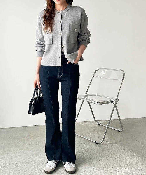 GeeRA（ジーラ）の「【S-LLサイズ展開】センターシームフレアデニムパンツ（デニムパンツ・レディース・ネイビー/ブルー・SMALL/MEDIUM/LARGE/X-LARGE）」の22枚目の写真