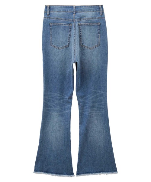 GeeRA（ジーラ）の「【S-LLサイズ展開】センターシームフレアデニムパンツ（デニムパンツ・レディース・ネイビー/ブルー・SMALL/MEDIUM/LARGE/X-LARGE）」の7枚目の写真