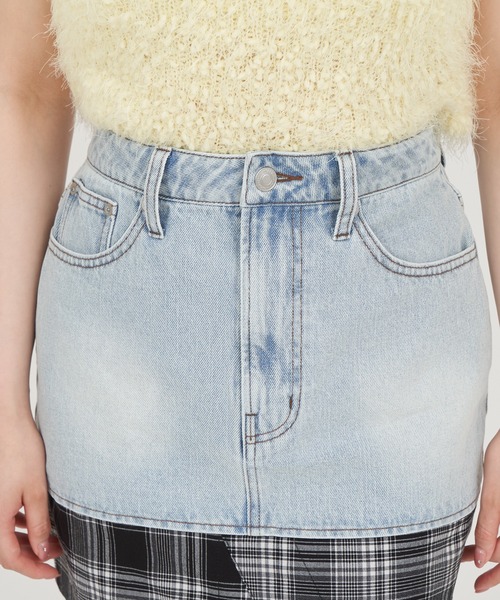 ROYAL PARTY（ロイヤルパーティー）の「チェックヘムデニムミニスカート（デニムスカート・レディース・ブルー/インディゴブルー/ネイビー・FREE）」の7枚目の写真