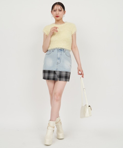 ROYAL PARTY（ロイヤルパーティー）の「チェックヘムデニムミニスカート（デニムスカート・レディース・ブルー/インディゴブルー/ネイビー・FREE）」の10枚目の写真