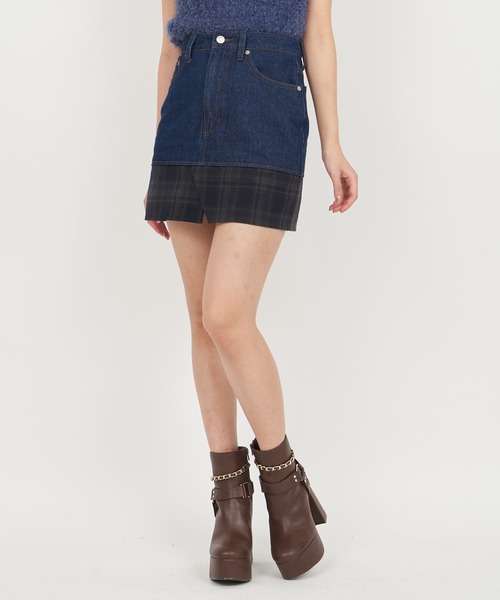 ROYAL PARTY（ロイヤルパーティー）の「チェックヘムデニムミニスカート（デニムスカート・レディース・ブルー/インディゴブルー/ネイビー・FREE）」の11枚目の写真