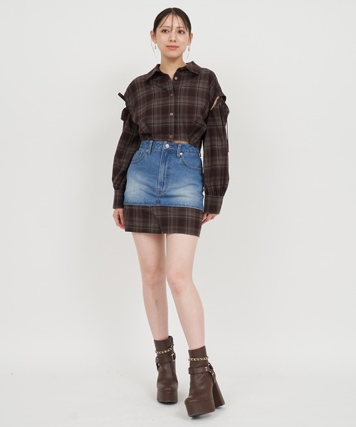 ROYAL PARTY（ロイヤルパーティー）の「チェックヘムデニムミニスカート（デニムスカート・レディース・ブルー/インディゴブルー/ネイビー・FREE）」の14枚目の写真