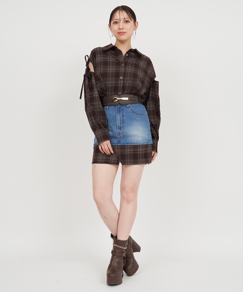 ROYAL PARTY（ロイヤルパーティー）の「チェックヘムデニムミニスカート（デニムスカート・レディース・ブルー/インディゴブルー/ネイビー・FREE）」の15枚目の写真