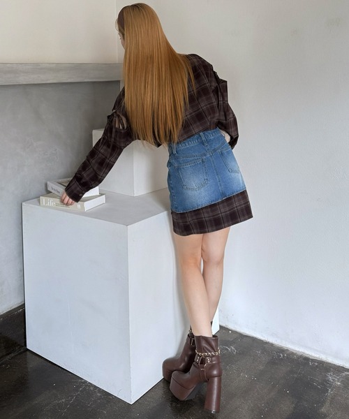 ROYAL PARTY（ロイヤルパーティー）の「チェックヘムデニムミニスカート（デニムスカート・レディース・ブルー/インディゴブルー/ネイビー・FREE）」の20枚目の写真