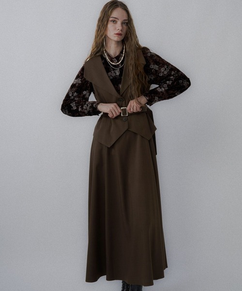 HARE（ハレ）の「Vネックレイヤードライクワンピース(HARE)（ワンピース・レディース・ブラウン/ブラック/ブラック系その他/ボルドー・FREE）」の3枚目の写真