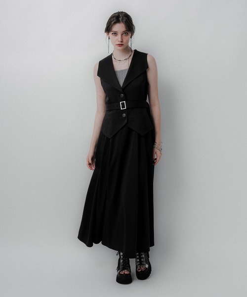 HARE（ハレ）の「Vネックレイヤードライクワンピース(HARE)（ワンピース・レディース・ブラウン/ブラック/ブラック系その他/ボルドー・FREE）」の5枚目の写真