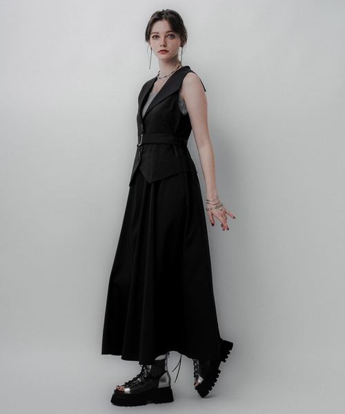 HARE（ハレ）の「Vネックレイヤードライクワンピース(HARE)（ワンピース・レディース・ブラウン/ブラック/ブラック系その他/ボルドー・FREE）」の6枚目の写真