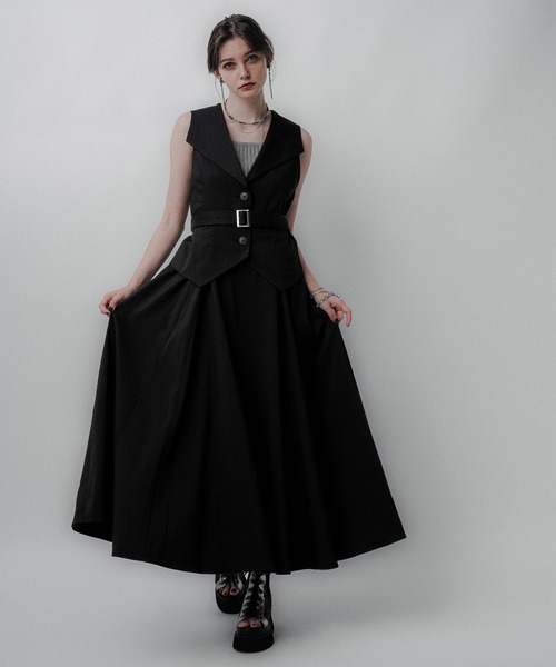 HARE（ハレ）の「Vネックレイヤードライクワンピース(HARE)（ワンピース・レディース・ブラウン/ブラック/ブラック系その他/ボルドー・FREE）」の7枚目の写真