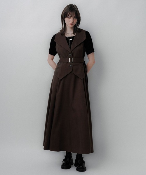 HARE（ハレ）の「Vネックレイヤードライクワンピース(HARE)（ワンピース・レディース・ブラウン/ブラック/ブラック系その他/ボルドー・FREE）」の8枚目の写真