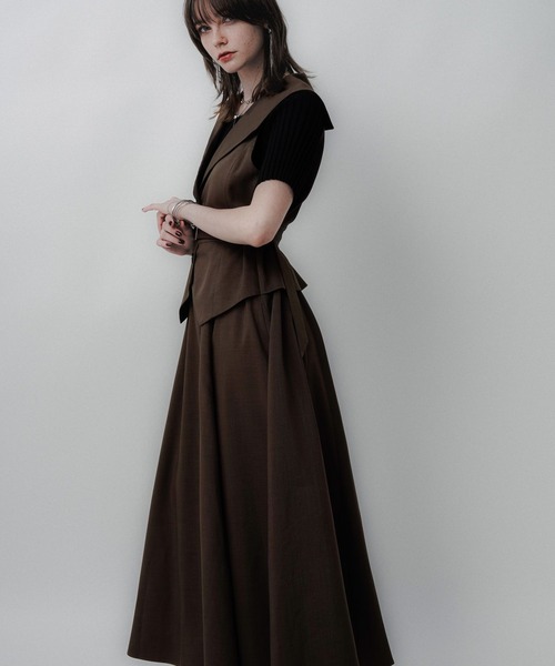 HARE（ハレ）の「Vネックレイヤードライクワンピース(HARE)（ワンピース・レディース・ブラウン/ブラック/ブラック系その他/ボルドー・FREE）」の14枚目の写真