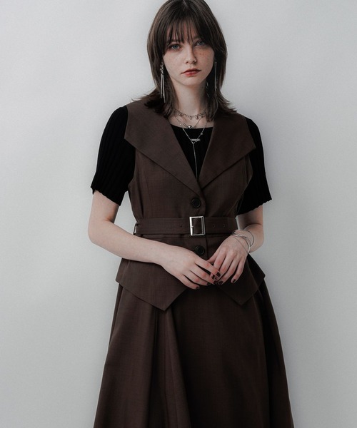 HARE（ハレ）の「Vネックレイヤードライクワンピース(HARE)（ワンピース・レディース・ブラウン/ブラック/ブラック系その他/ボルドー・FREE）」の16枚目の写真