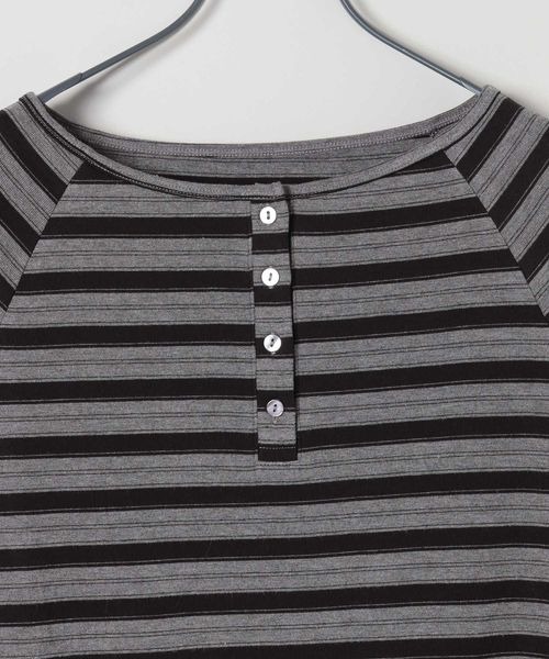 JEANASIS(ジーナシス)の「マルチボーダーヘンリーLST/589935(Tシャツ/カットソー・レディース・ホワイト系その他/ブラック/ブラウン系その他・FREE)」の5枚目の写真