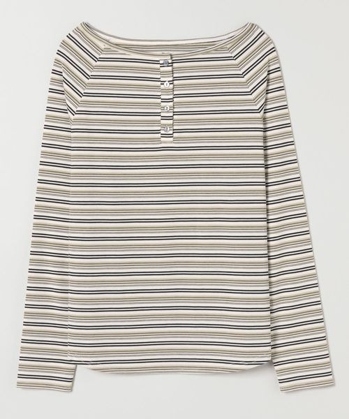 JEANASIS(ジーナシス)の「マルチボーダーヘンリーLST/589935(Tシャツ/カットソー・レディース・ホワイト系その他/ブラック/ブラウン系その他・FREE)」の12枚目の写真