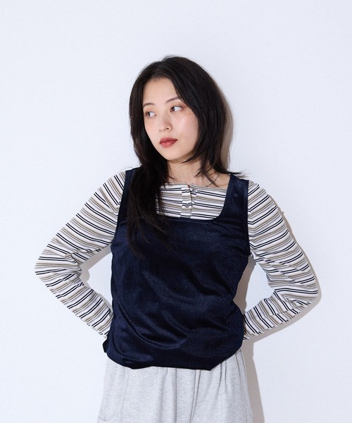 JEANASIS(ジーナシス)の「マルチボーダーヘンリーLST/589935(Tシャツ/カットソー・レディース・ホワイト系その他/ブラック/ブラウン系その他・FREE)」の15枚目の写真