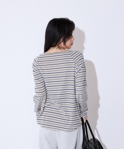 JEANASIS(ジーナシス)の「マルチボーダーヘンリーLST/589935(Tシャツ/カットソー・レディース・ホワイト系その他/ブラック/ブラウン系その他・FREE)」の13枚目の写真