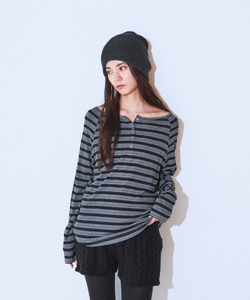 JEANASIS(ジーナシス)の「マルチボーダーヘンリーLST/589935(Tシャツ/カットソー・レディース・ホワイト系その他/ブラック/ブラウン系その他・FREE)」の22枚目の写真