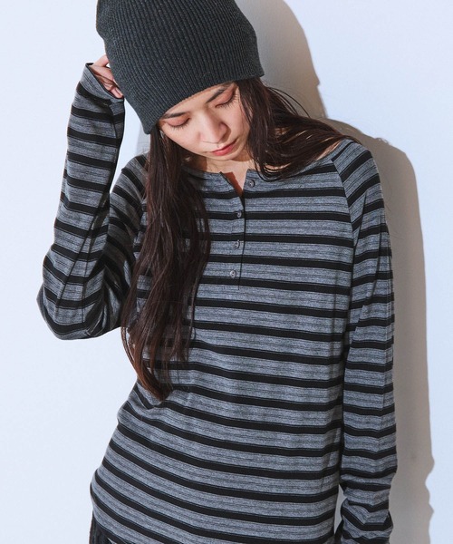 JEANASIS(ジーナシス)の「マルチボーダーヘンリーLST/589935(Tシャツ/カットソー・レディース・ホワイト系その他/ブラック/ブラウン系その他・FREE)」の21枚目の写真